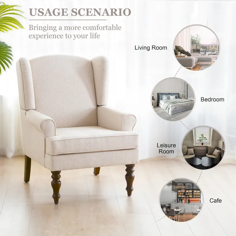 Accent Armchair with Turned Legs Set of 2 Blue/ Beige / Grey