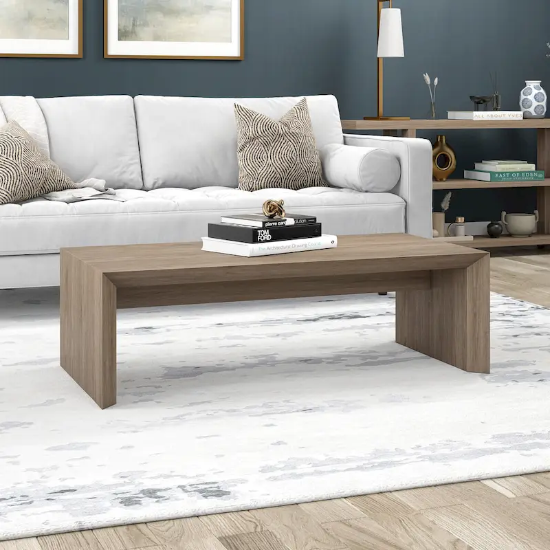 Natural Wood 48 Rectangular Coffee Table with Sled Base