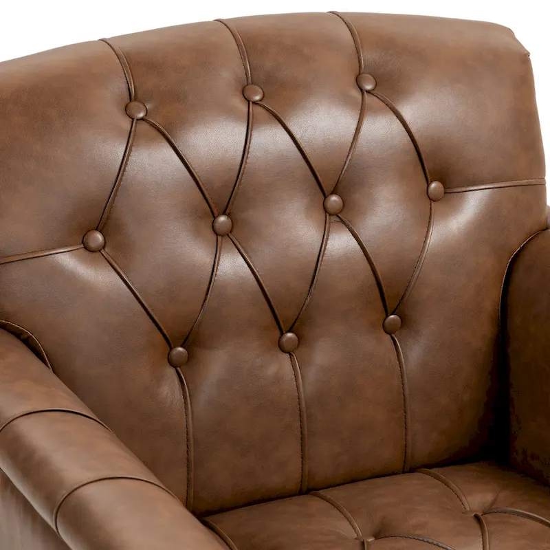 Tufted Vegan Leather Accent Chairs Set of 2, Armchair with Nailhead Trim
