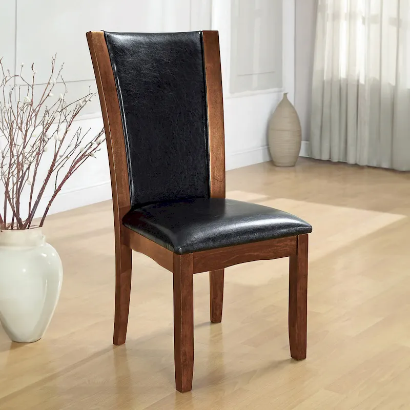 Black / White & Brown Faux Leather Dining Chairs, Set of 2