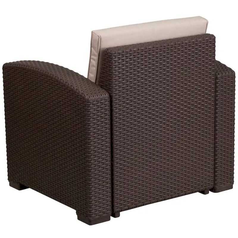 Faux Rattan Chair with All-Weather Cushion