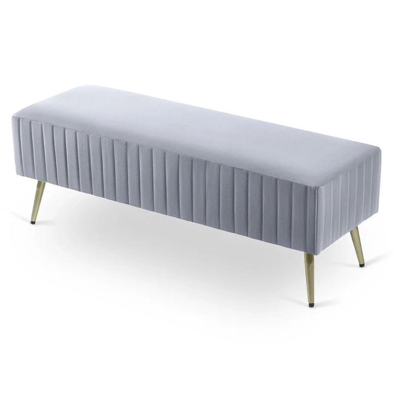 46  Modern Upholstered Bed and Entryway Bench with Padded Velvet Seat