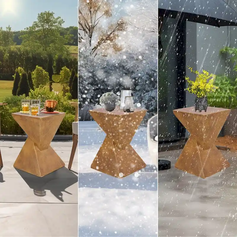 Modern Lightweight Concrete Side Table Accent Table Garden Patio - 12x12x18