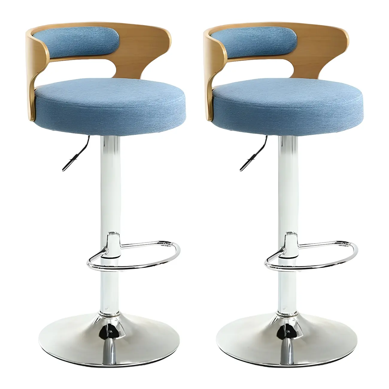 Adjustable Round Leather Swivel Bar Stools with Back
