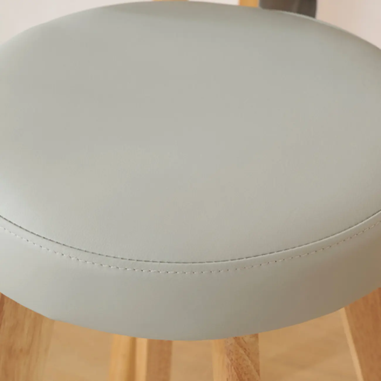 Natural Wood Round Leather Swivel Bar Stools