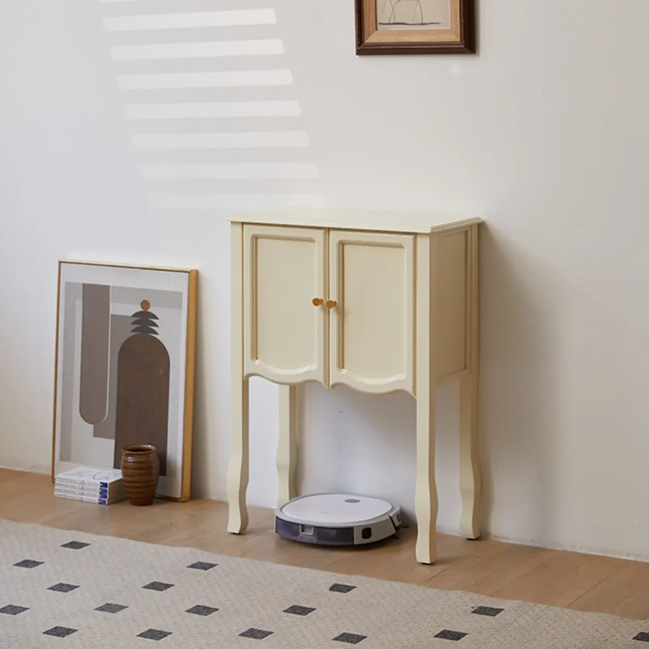Traditional Brown Wooden Console Table with Drawers