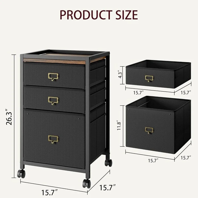 3 Drawer Mobile File Cabinet,with Rolling Wheel and Lock Suit
