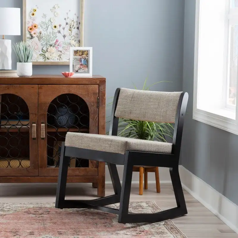 Clyde Solid Wood Black Sled Base Accent Chair