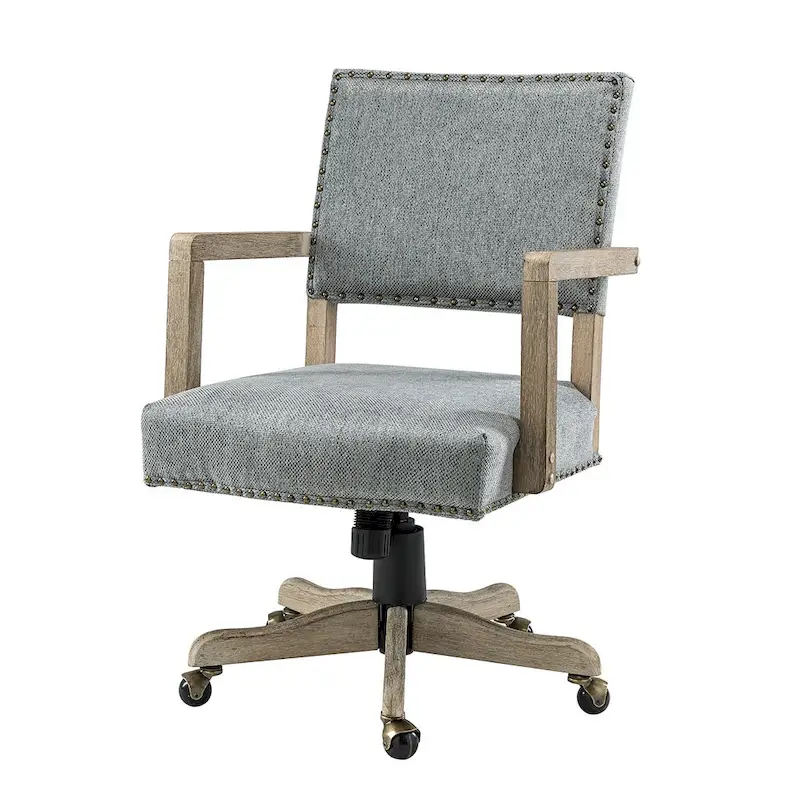 Taresa Modern Mid-Back Swivel Height Adjustable Task Chair with Nailhead Trim by HULALA HOME