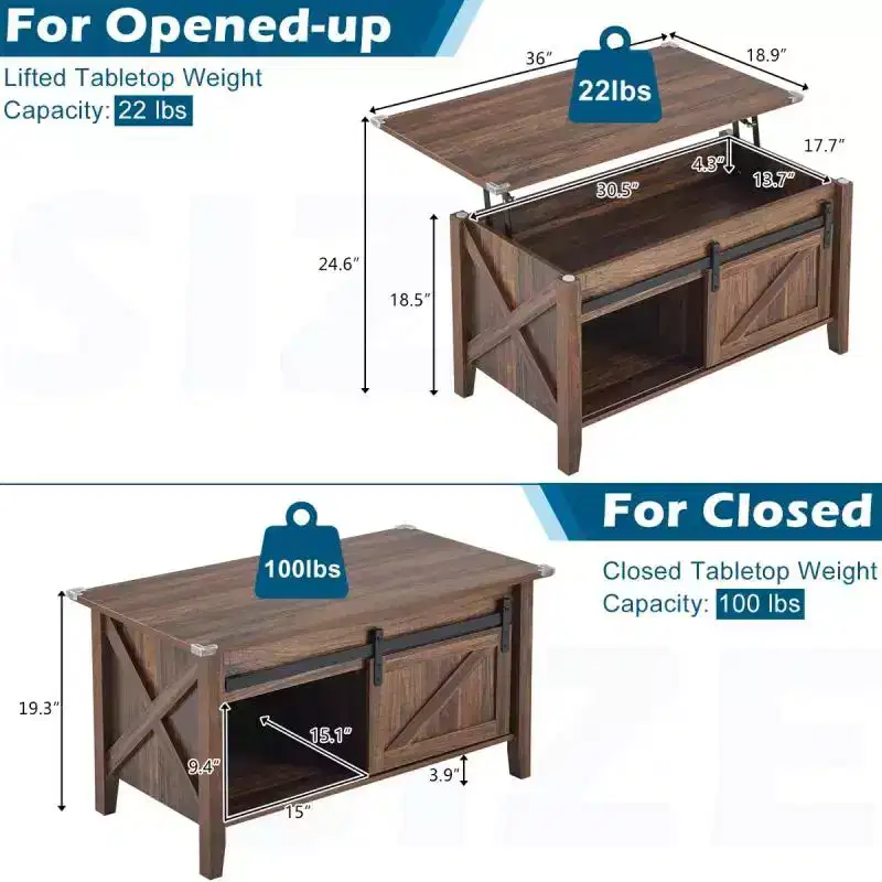 Coffee Table with Lift Top and Storage
