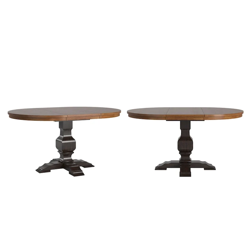 Two-Tone Oval Solid Wood Extending Dining Table