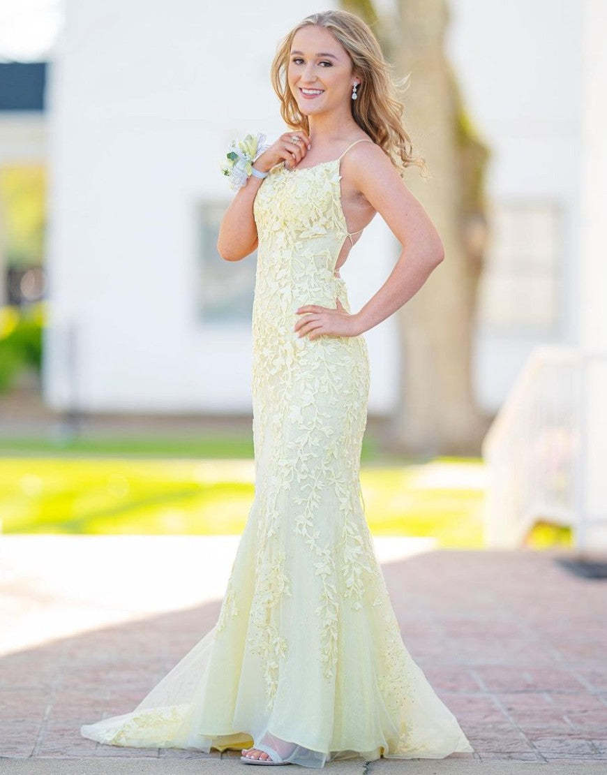 Mermaid Spaghetti Straps Lace Prom Dress