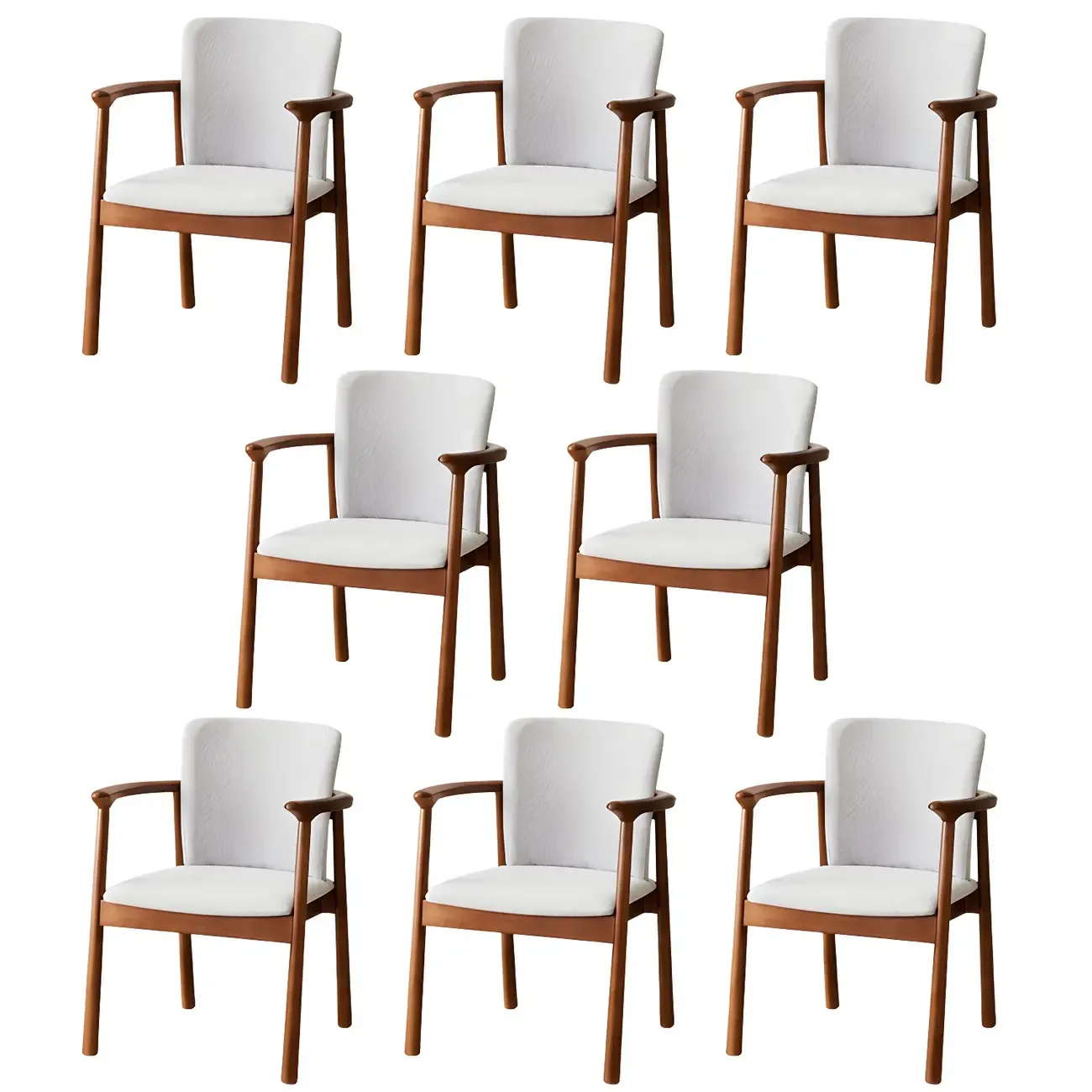 Modern Upholstered Rubberwood Arm Dining Chair Set of 2