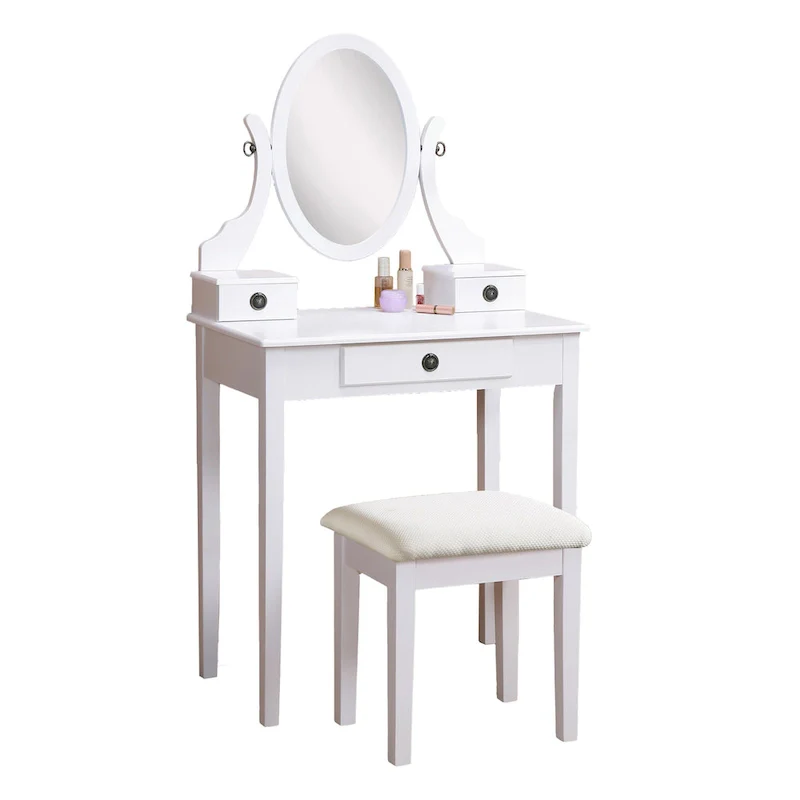 Moniys Wood Moniya Makeup Vanity Table and Stool Set