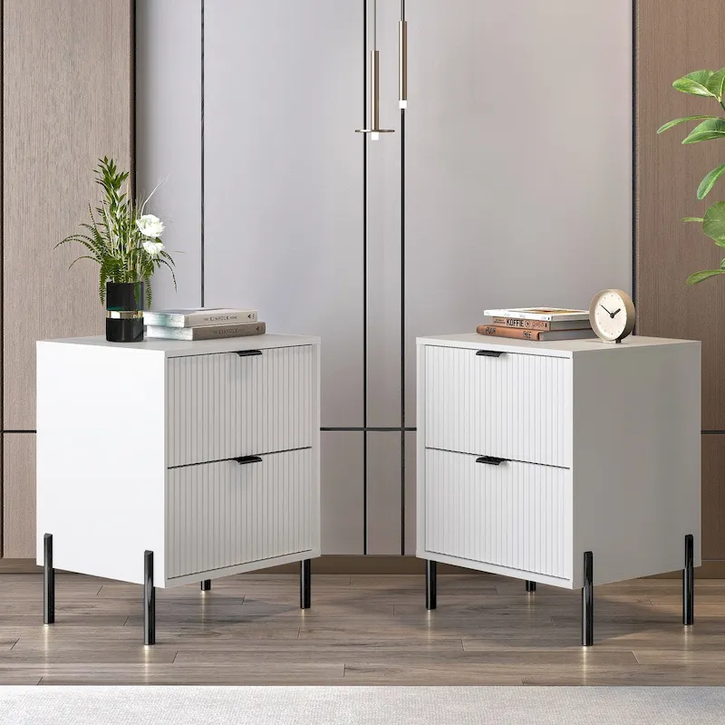 Modern 2-Drawer Nightstand Bedside Table End Table Furniture