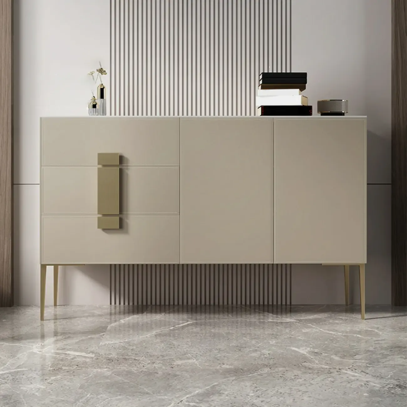 Modern Grey Sideboard with Drawers for Living Room