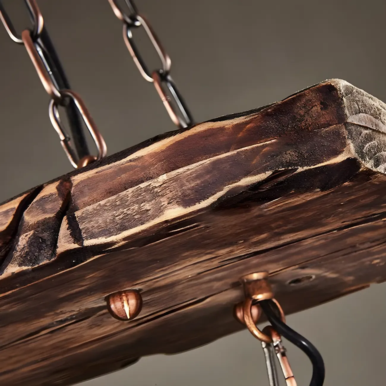 Rustic Industrial Large Wood Island Chandelier