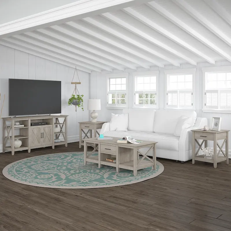 4-Piece Living Room Table Set, X-Base Style, Multiple Colors