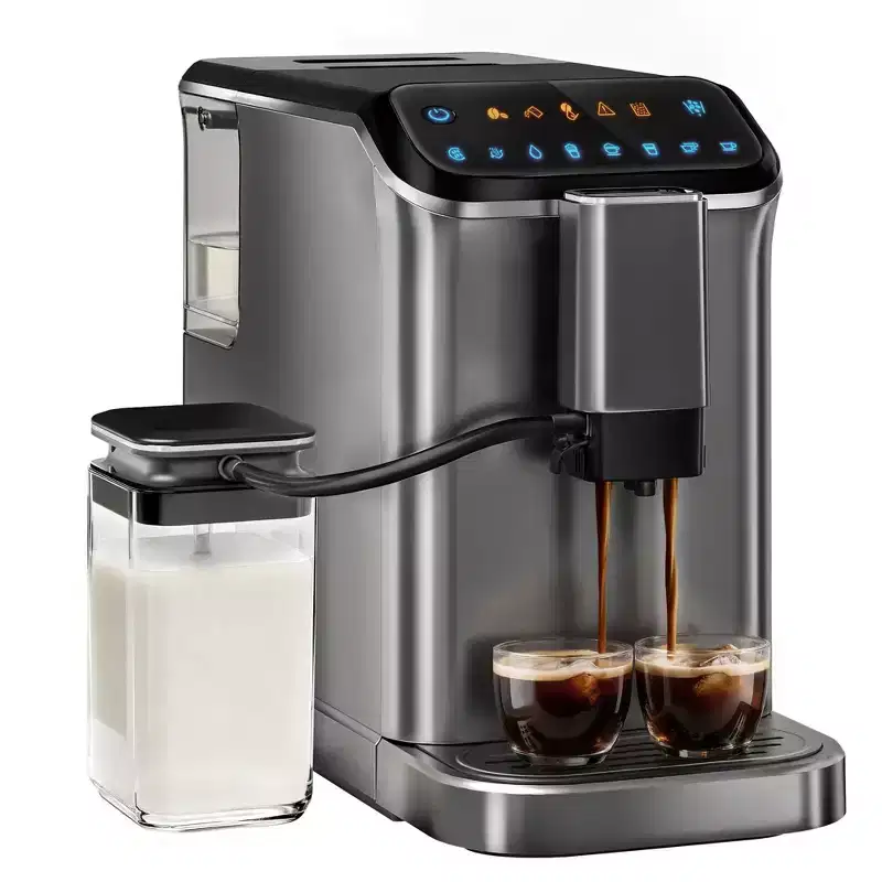 EUHOMY 20 Bar Fully Automatic Coffee and Espresso Machine with Milk Frother  Smart Touchscreen, Self-cleaning, Removable Water Reservoir, Silver