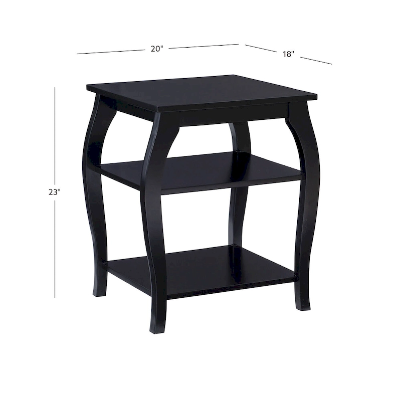 Ingrid Wood Farmhouse Side Table with 2 Shelves