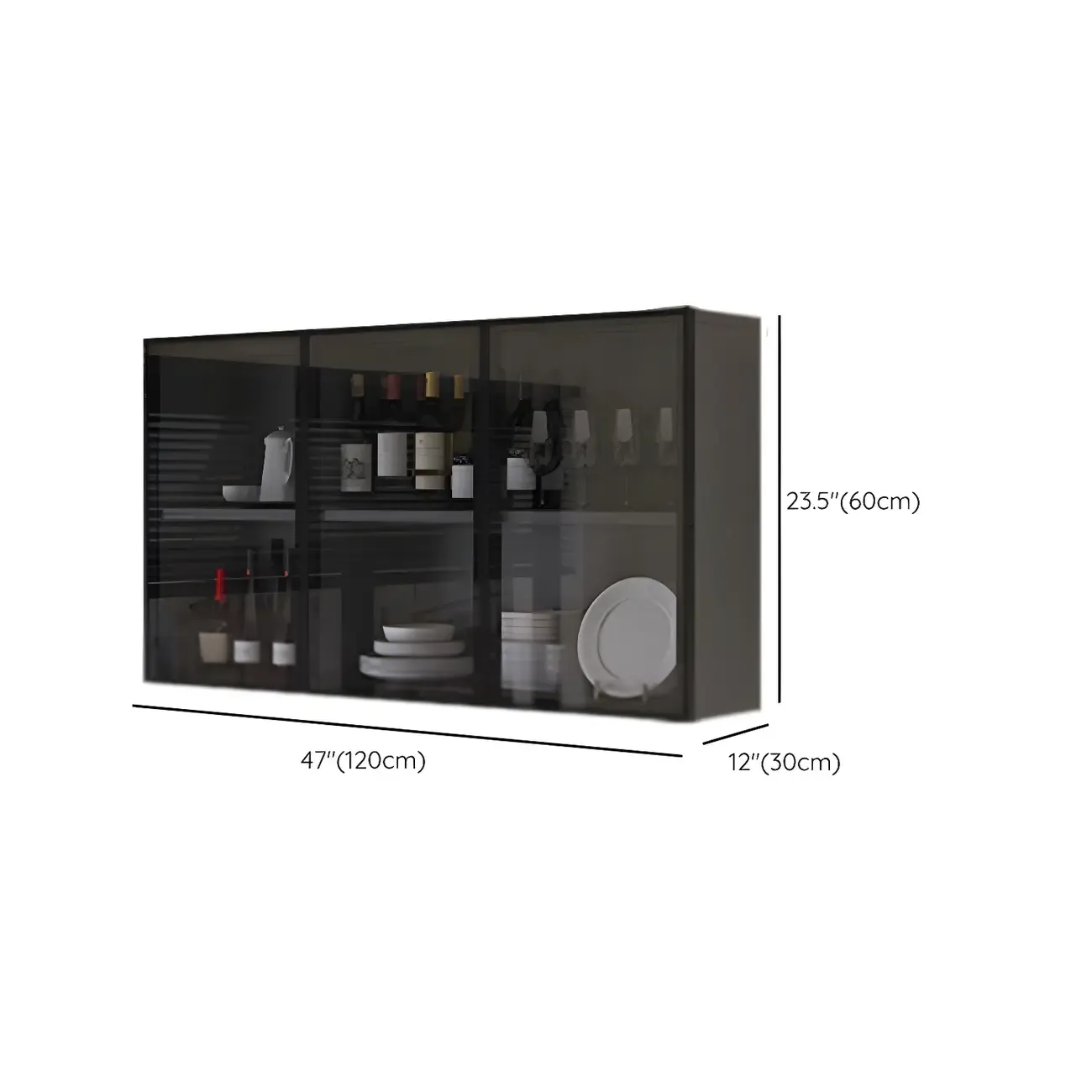 Kitchen Grey Wooden Wall-Mounted China Cabinet