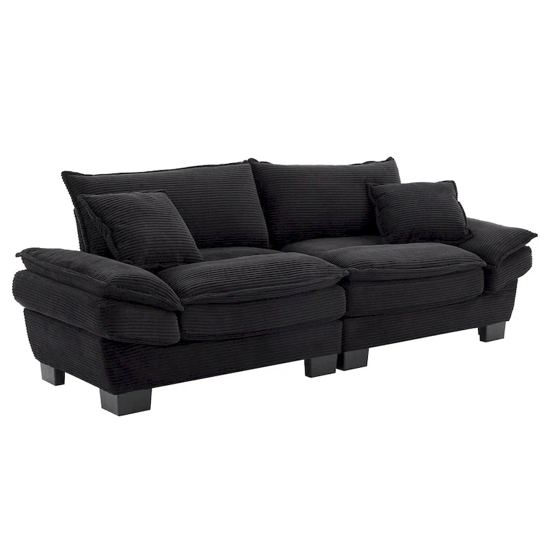 65.5 Upholstered 3-Seater Sofa Couch with Two Pillows and Sturdy Construction