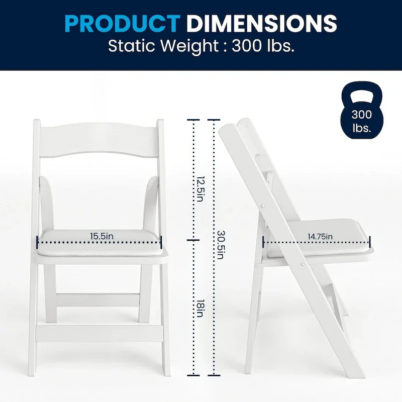 Wood Folding Chair with Vinyl Padded Seat (Set of 2)