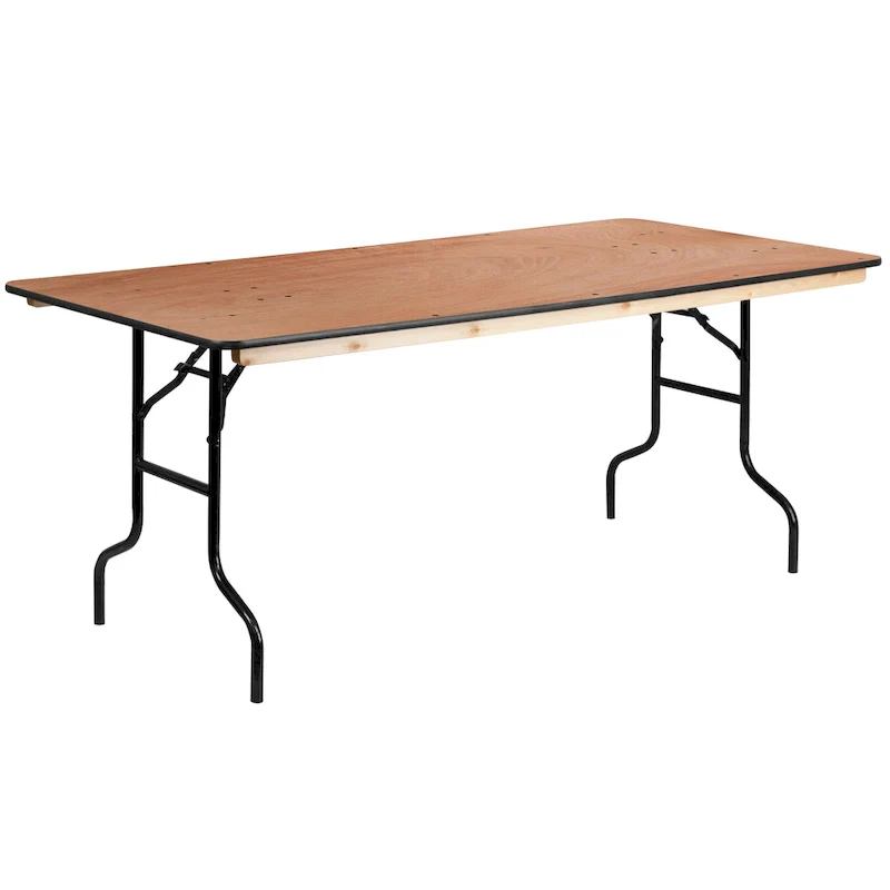 6-Foot Rectangular Wood Folding Table