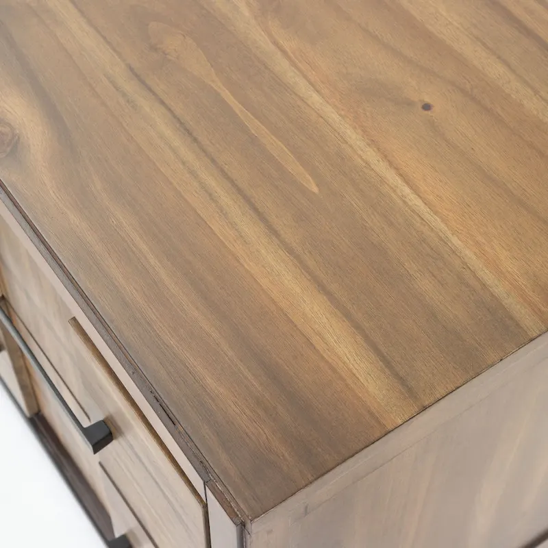 Solid Wood 2-Drawer Nightstand - Light Oak/Espresso/Grey