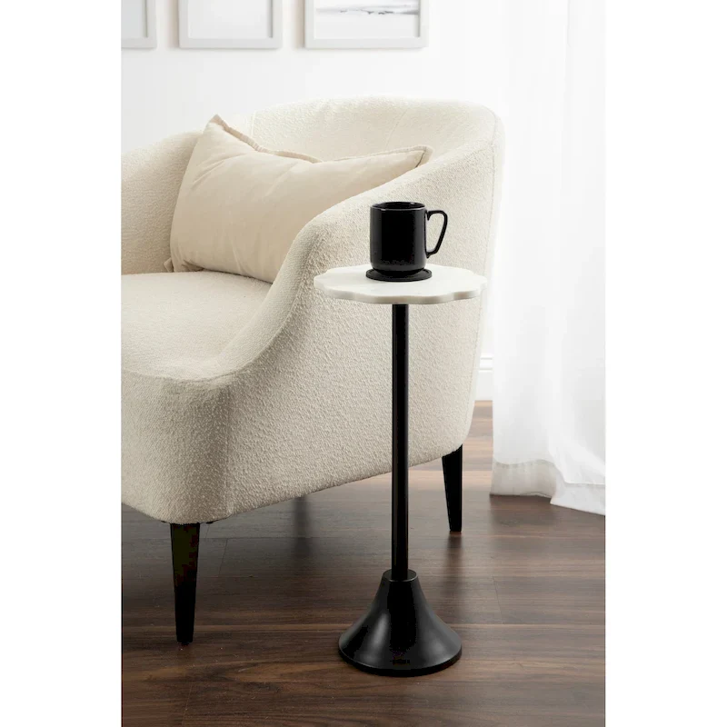 Kate and Laurel Sanzo Scalloped Marble and Metal Drink Table