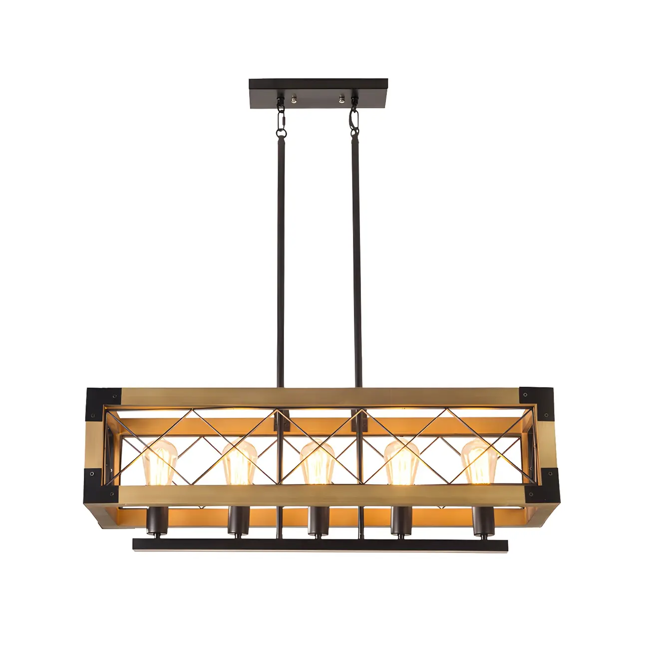 Industrial Black Metal 5-Light Island Pendant Light