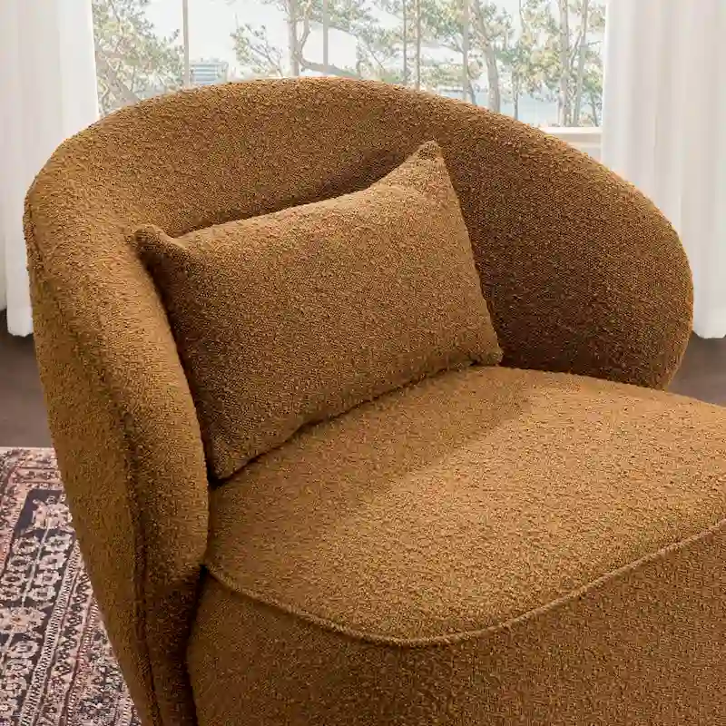 KINWELL 33 Wide Sherpa Boucle Upholstered Swivel Accent Chair