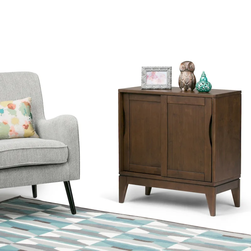 WYNDENHALL Pearson SOLID HARDWOOD 30 inch Wide Mid Century Modern Low Storage Cabinet - 30w x 14d x 31h