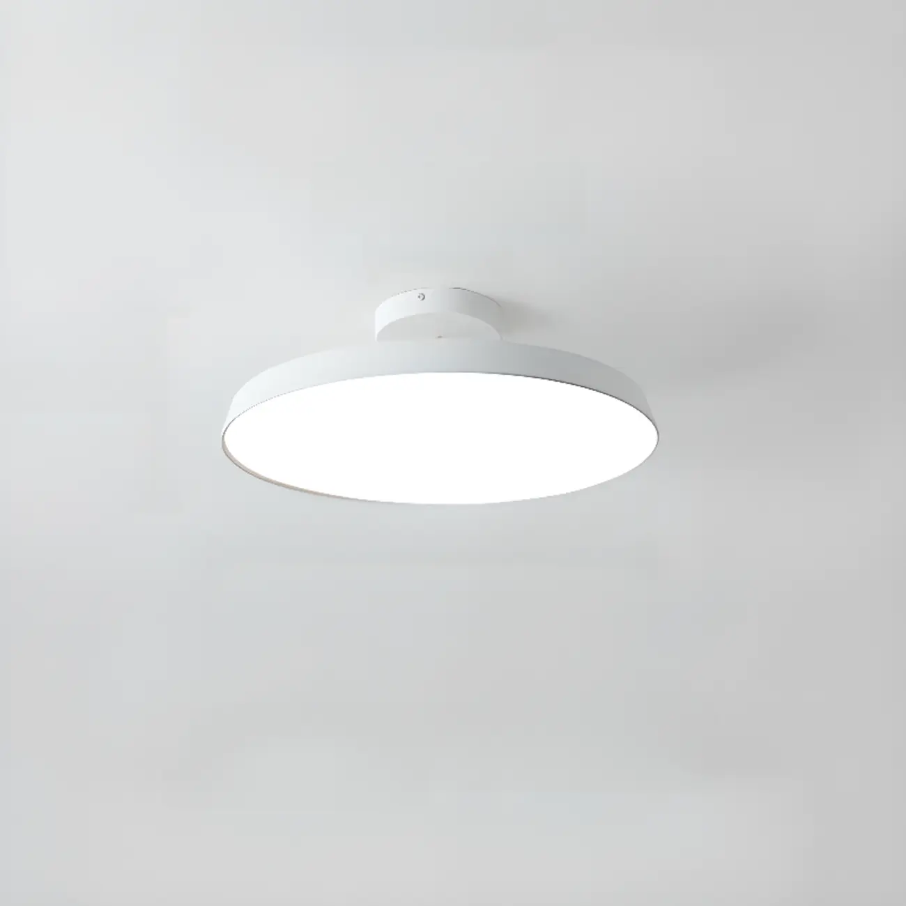 Modern Grey Round Dimmable Semi Flush LED Ceiling Light