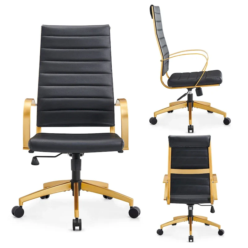 CAROCC Ribbed Computer Office Chair Adjustable Swivel High Back Desk Chair