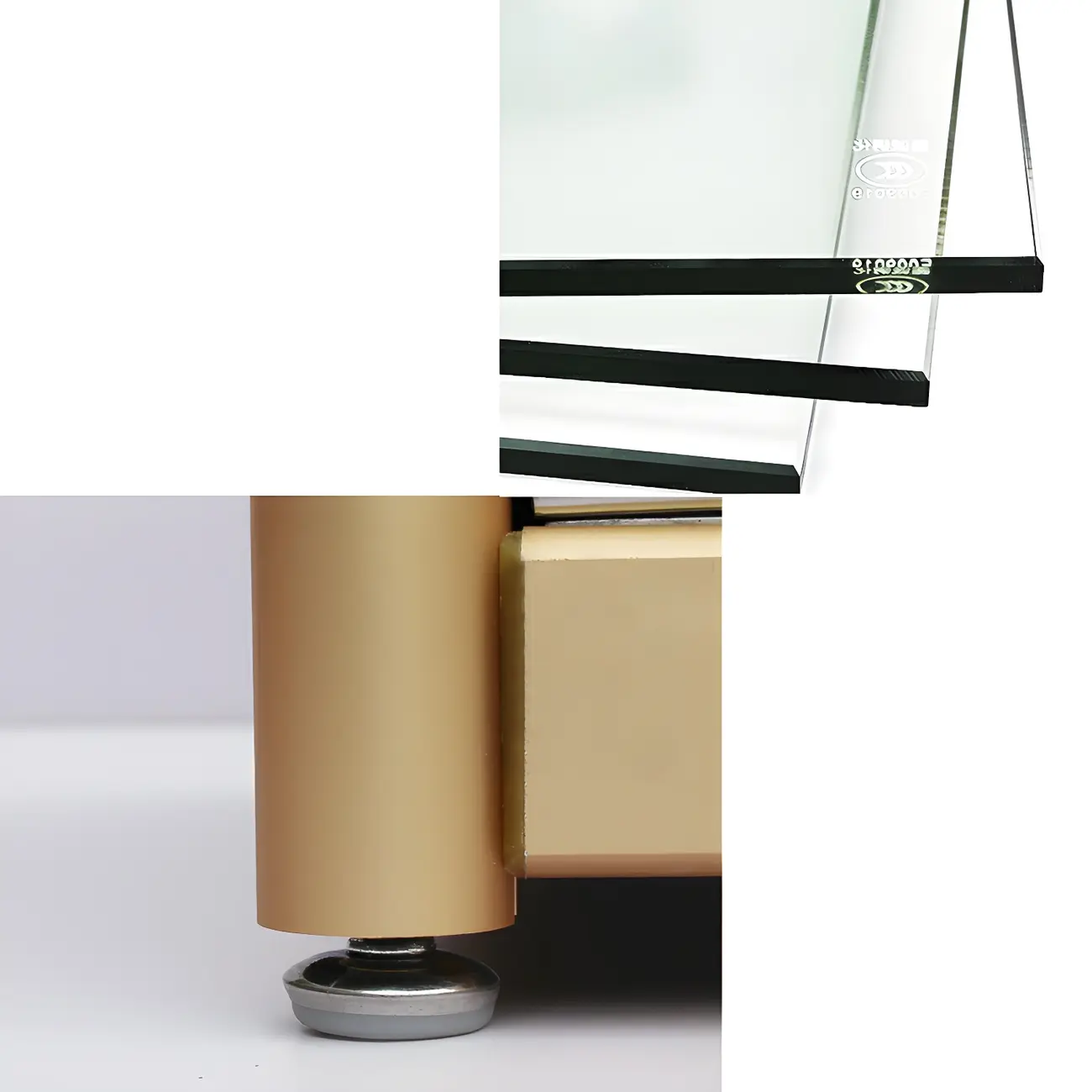 Gold Rectangular Metal Frame Glass Curio Cabinet