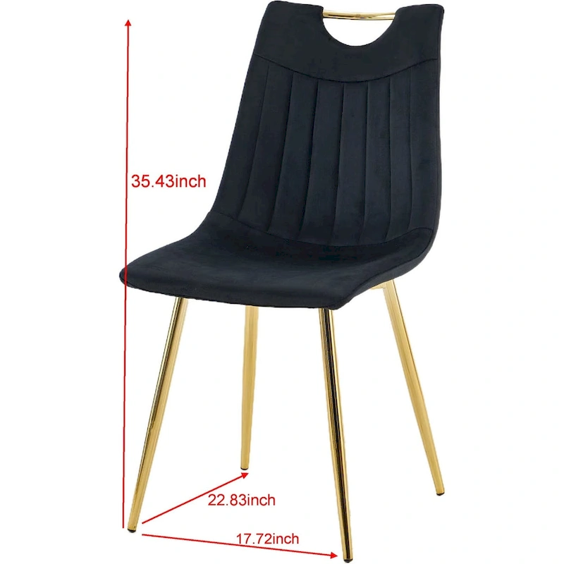 Gold+Black 23.22 Armless Dining Chairs with Elegant Golden Legs (Set of 4)
