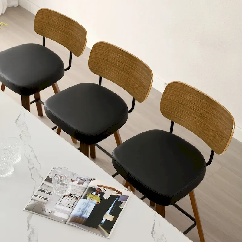 26-Inch Upholstered Swivel Counter Height Bar Stools - 36.4 H x 17.1 W x 20 D