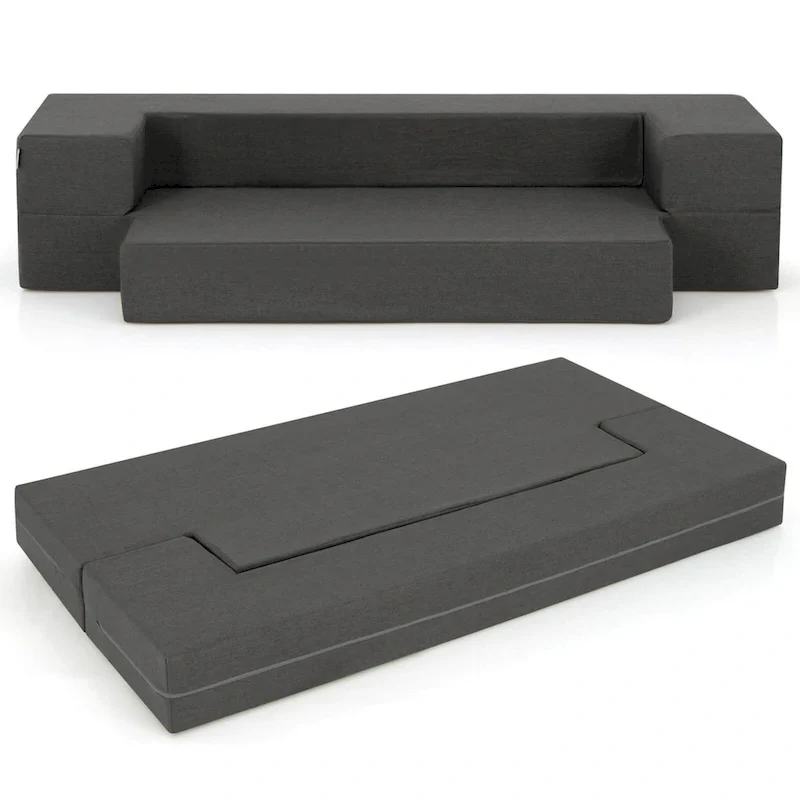 Costway 8-Inch Folding Sofa Bed with High-density Foam & Washable