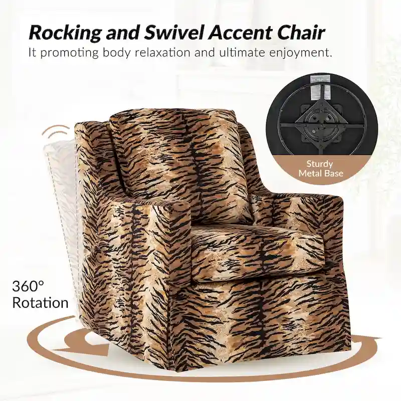 Stan Farmhouse Slipcover Rocking Swivel Chair by HULALA HOME