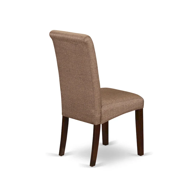 East West Furniture Kitchen Table Set- a Rectangle Dining Table and Brown Linen Fabric Dining Chairs, Mahogany (Pieces Option)