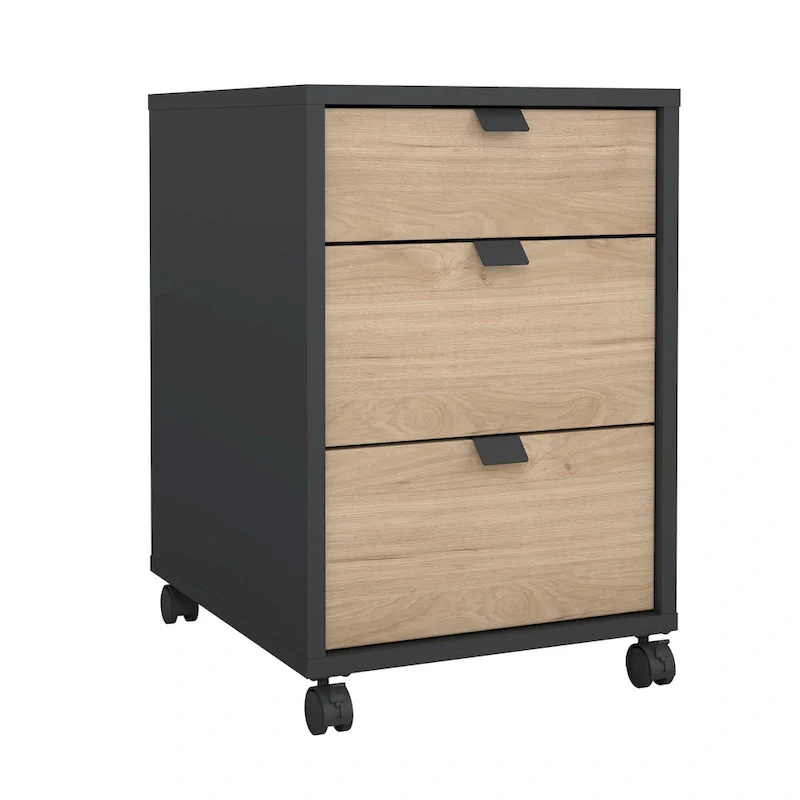 3-Drawer Mobile Cabinet with Wheels - Engineered Wood