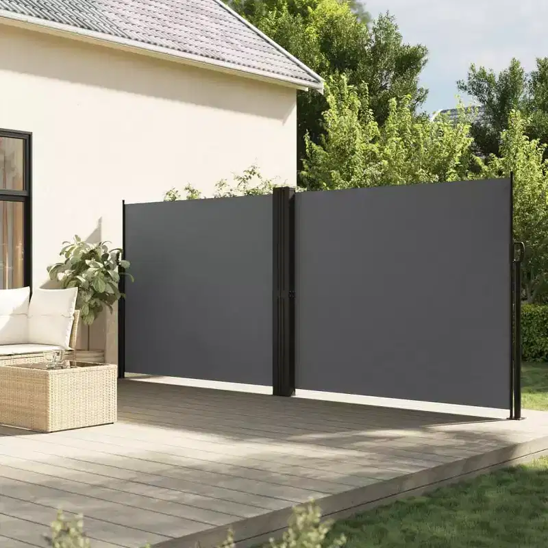 vidaXL Retractable Side Awning Anthracite 100% polyester with a PU coating