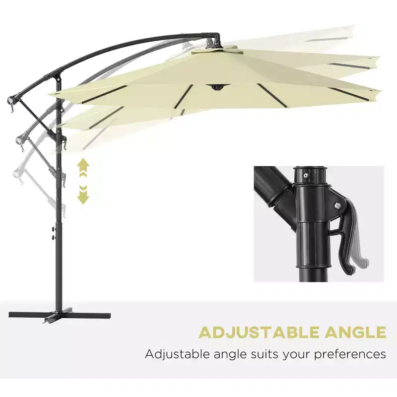 10' Cantilever Tilt Offset Patio Umbrella w/ UV & Water Safe Material & Cross Base (Weight Not Included)