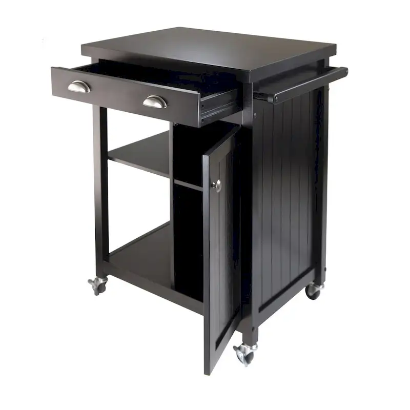 Timber Kitchen Cart, Black - 27.76 x 19.37 x 34.02 inches