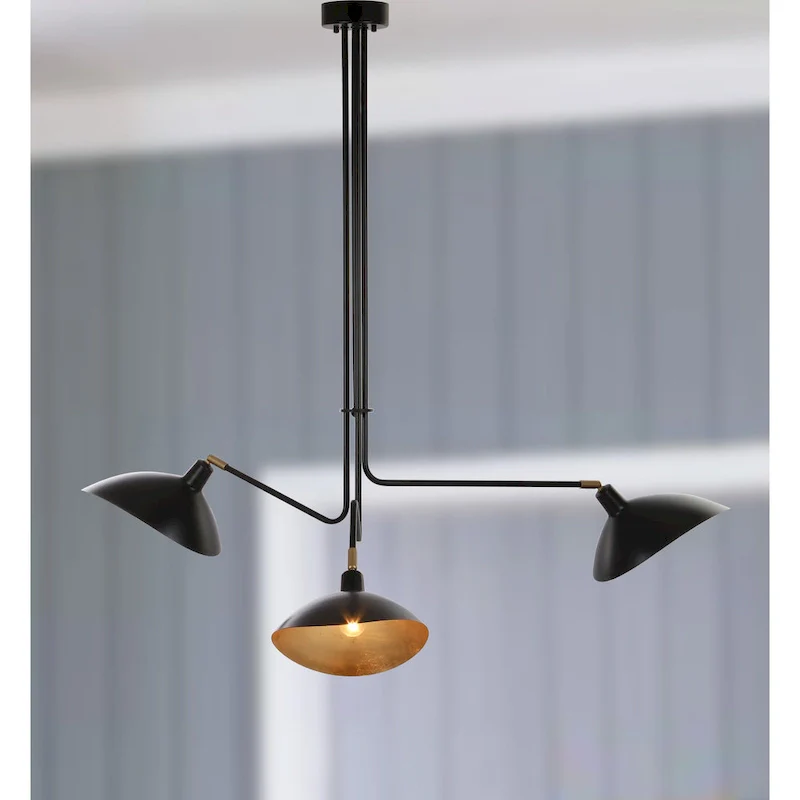 SAFAVIEH Lighting Felisha 3-Light Black Metal Pendant - 39  W x 39  D x 46  H - 39Wx39Dx46H