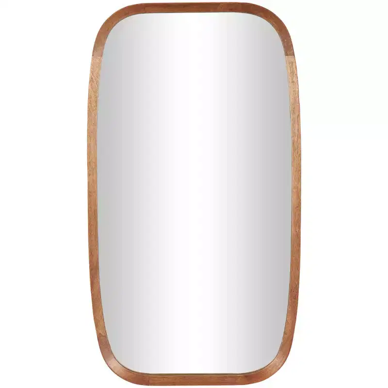 40"x22" Wooden Simplistic Wall Mirror with Rounded Edges Brown - Olivia & May: Modern Design, MDF Frame, No Assembly Required
