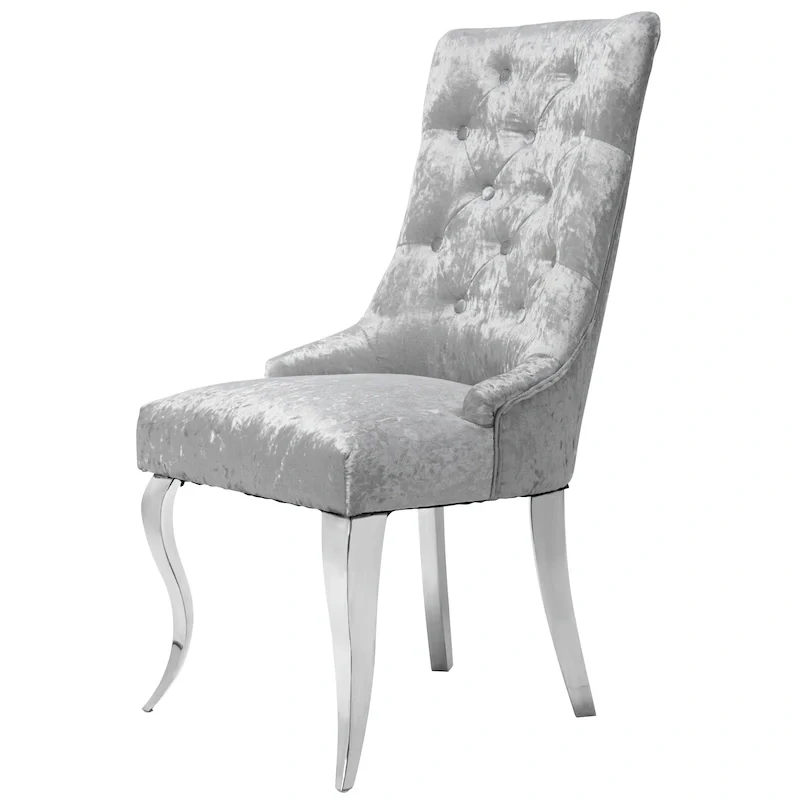 Ice Velvet Button Tufted Dining Chair High Wingback