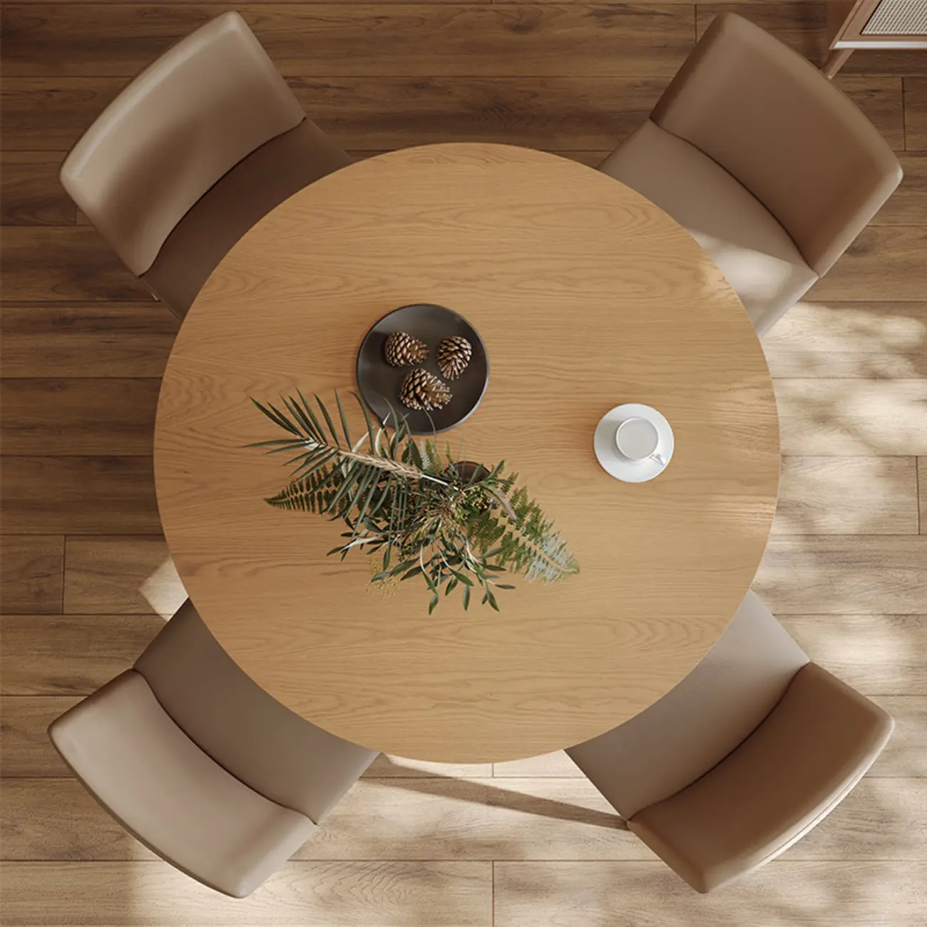 Modern Light Wood Round Dining Table