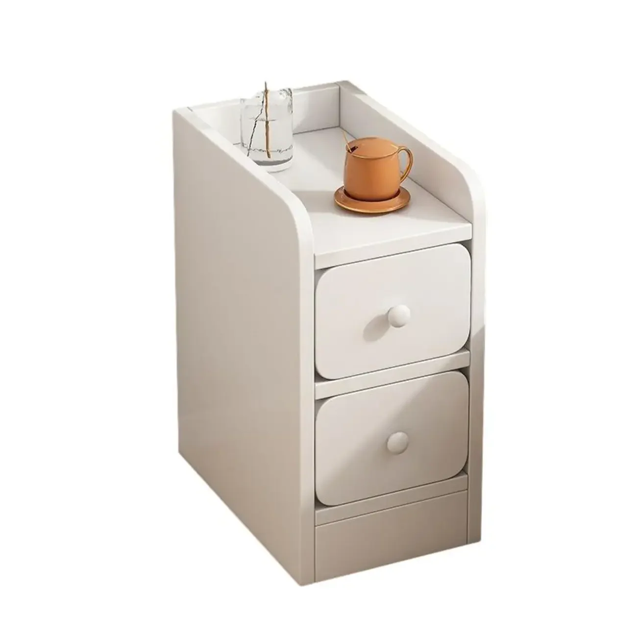 Scandinavian Wooden 2-Drawers Narrow Nightstand